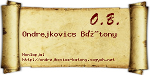 Ondrejkovics Bátony névjegykártya